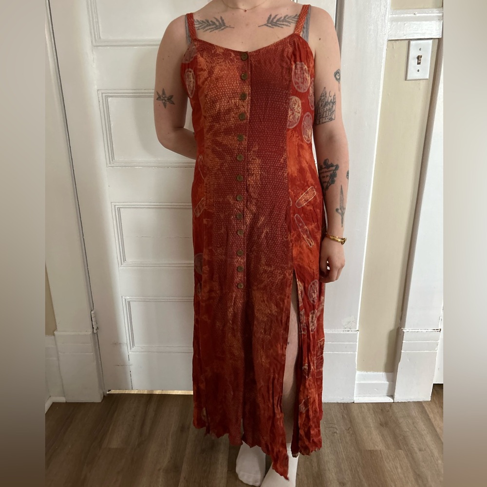90’s Vintage Orange Sundress | size large